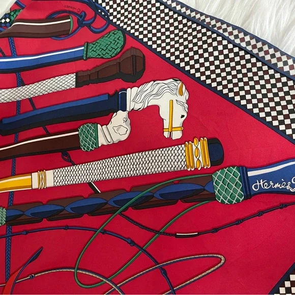 Hermès Fouets Et Badines Silk scarf Foulard. - Picture 6 of 16